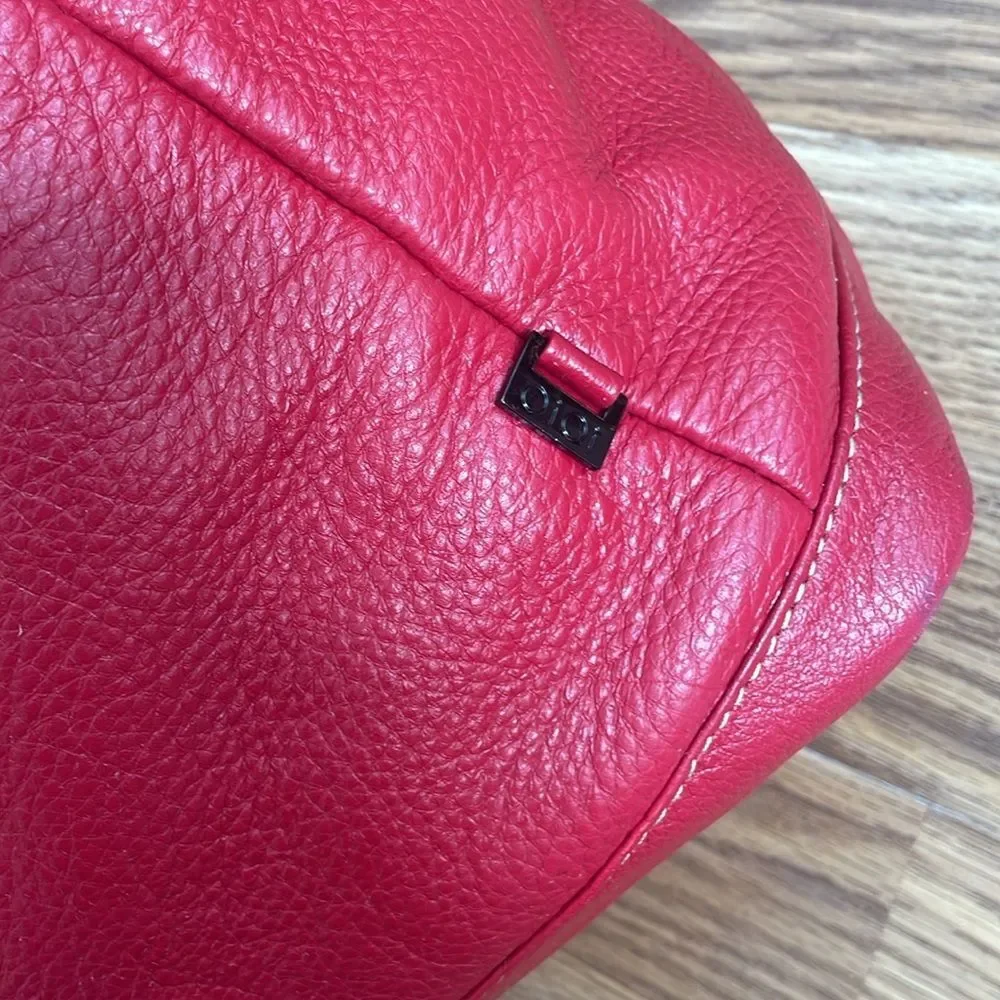 OiOi Diaper Bag Pompeian Red Leather Two Pocket Hobo Quality Made Retails $230